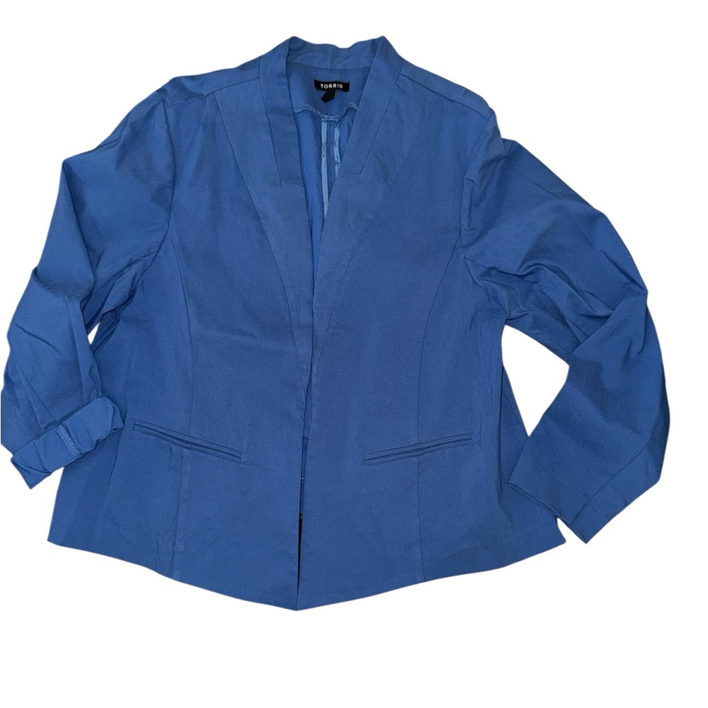 Plus Size 3 Torrid Blue Periwinkle Open Front Long Sleeve Blazer Jacket Like New
